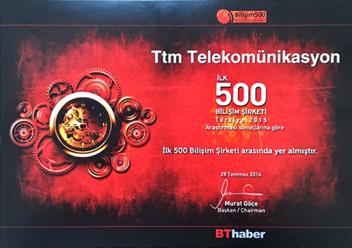 ttm telekom ilk 500 bilişim şirketi arasında